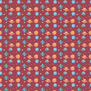 Planetary Playtime, Space Theme Wallpaper for Kids Room, Red