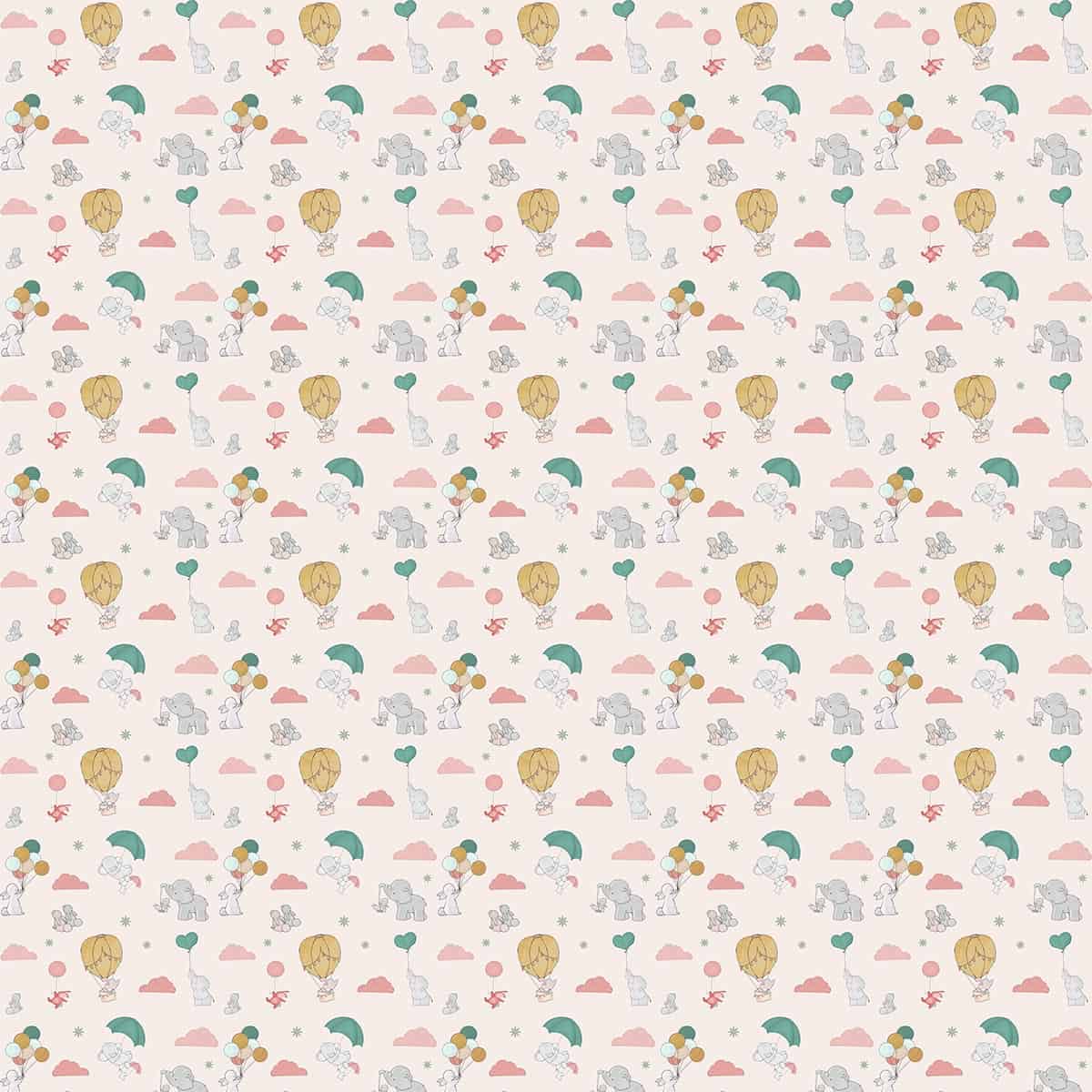 Tiny Trunks and Floppy Ears, Cute Wallpaper for Rooms, Blush