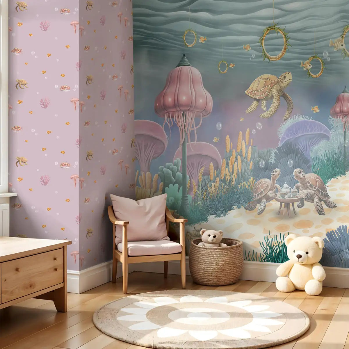 Coral Cafe Underwater Theme Kids Room Customised Wallpaper