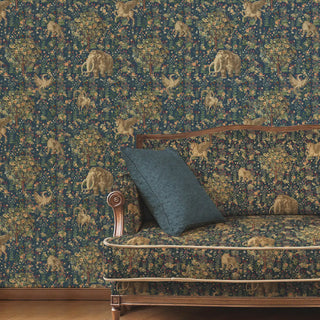 Majestica European Wallpaper Roll in Dark Blue Color Living room