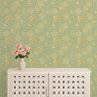 Majestica European Wallpaper Roll in Pastel Green Color