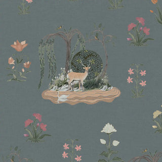 Malhar Indian Wallpaper Roll in Dusty Blue Color Buy Now