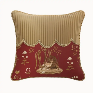 Front View of Malhar Rope and Grove Cushion Cover An elegant cushion with a dual-tone design