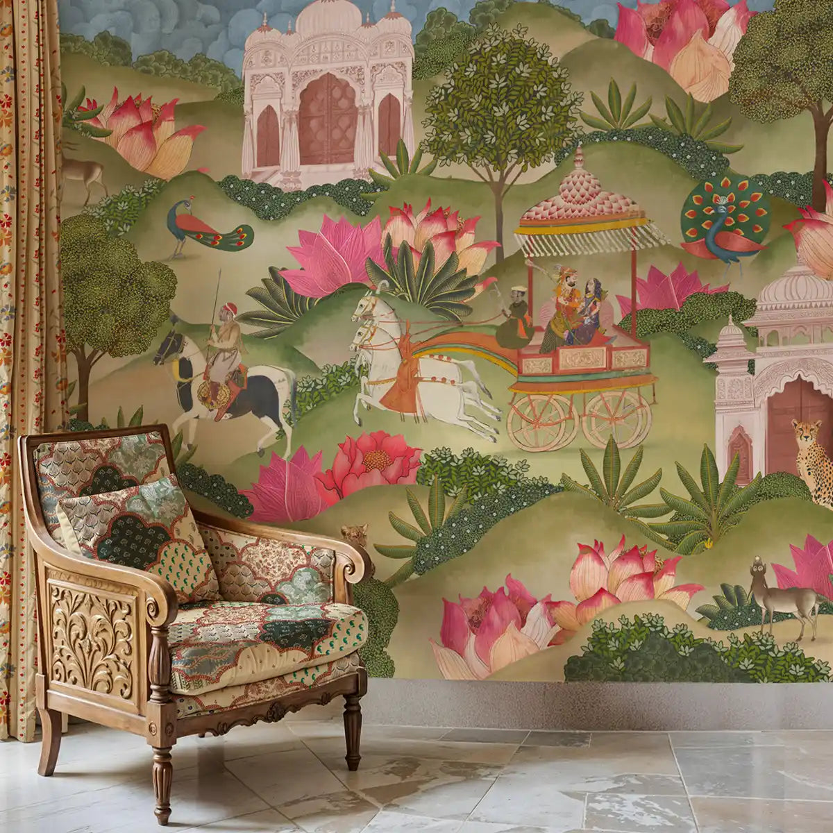 Mewar Background Mewar Majesty Indian Style Wallpaper for Wall | Life n Colors