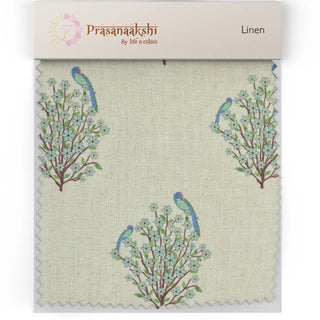 Mithoo Floral Buti Sofa and Chairs Upholstery Fabric Cream Linen Buy Now