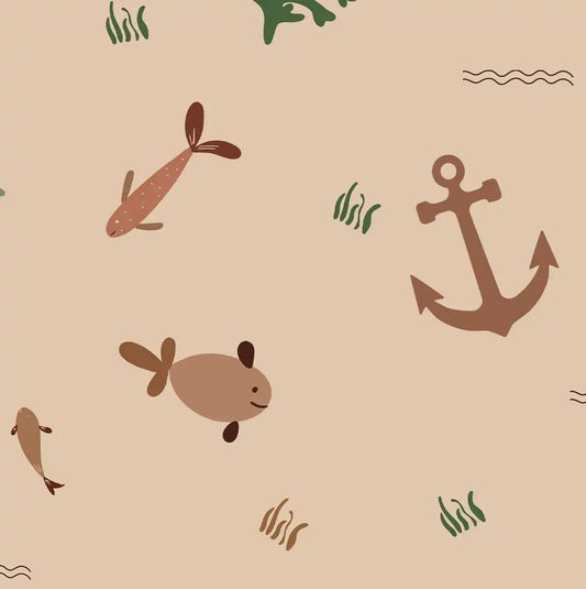 Mocha Mist Undersea Wonderland Repeat Pattern, Design for Kids Room Buy Now 