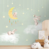 Bunnies in Sky Kids Room Wallpaper Pastel Green