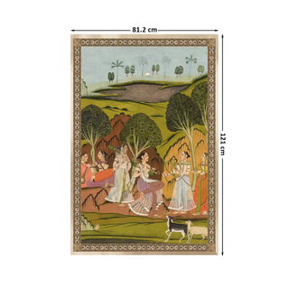 Musical Evening Vintage Indian Wall Art Digital Print Poster in 81.2x121cm, capturing a festive royal procession with rich detailing and heritage artistry.