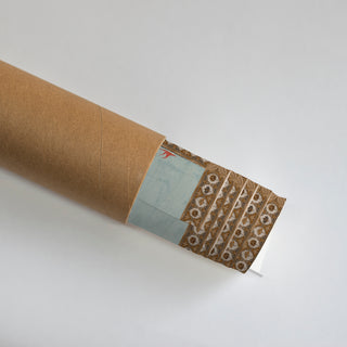 Rolled Musical Evening Vintage Indian Wall Art Poster revealing ornate cream-and-gold borders with fine brushwork, perfect for art collectors and décor enthusiasts.