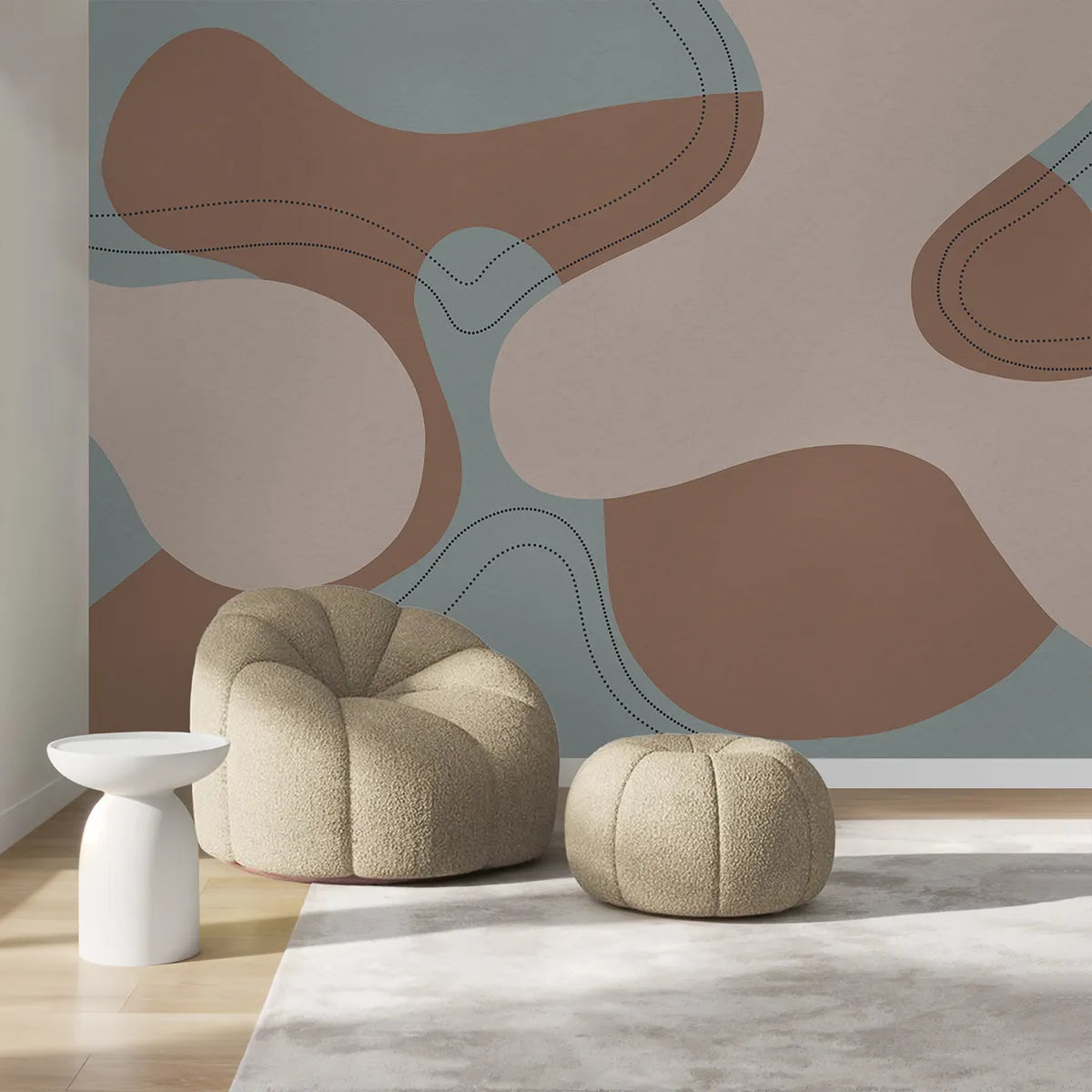 Muted Mirage Abstract Teal Color Customised Wallpaper for Rooms