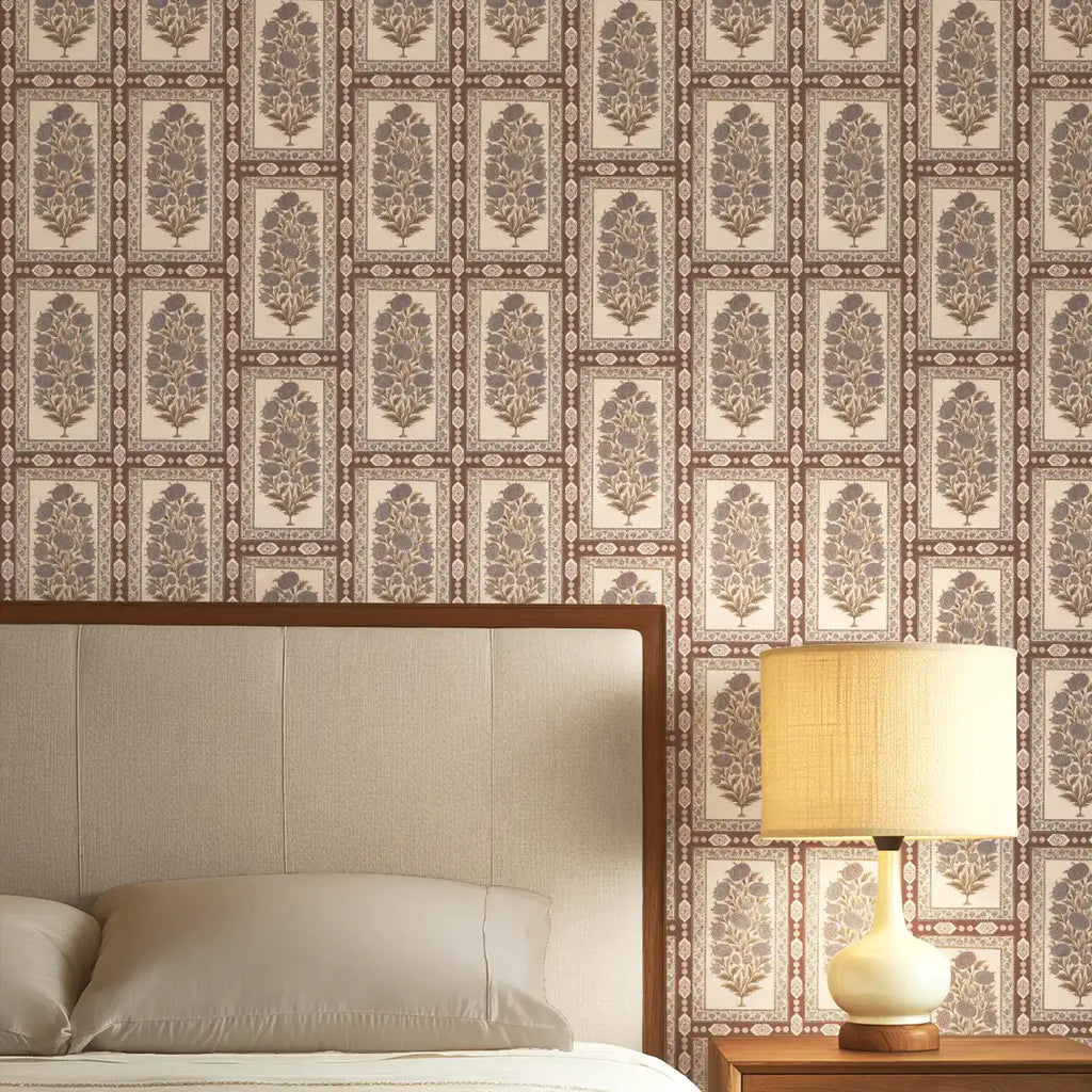 Nayab Antique Plum Indian Wallpaper Roll | Life n Colors