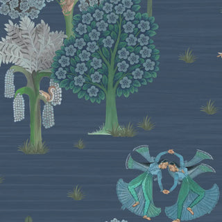 Nritya Indian Wallpaper Roll in Blue Color Buy Now