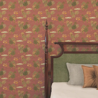 Nritya Indian Wallpaper Roll in Terracotta Color Bedroom
