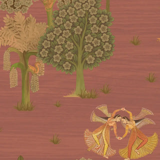 Nritya Indian Wallpaper Roll in Terracotta Color Buy Now