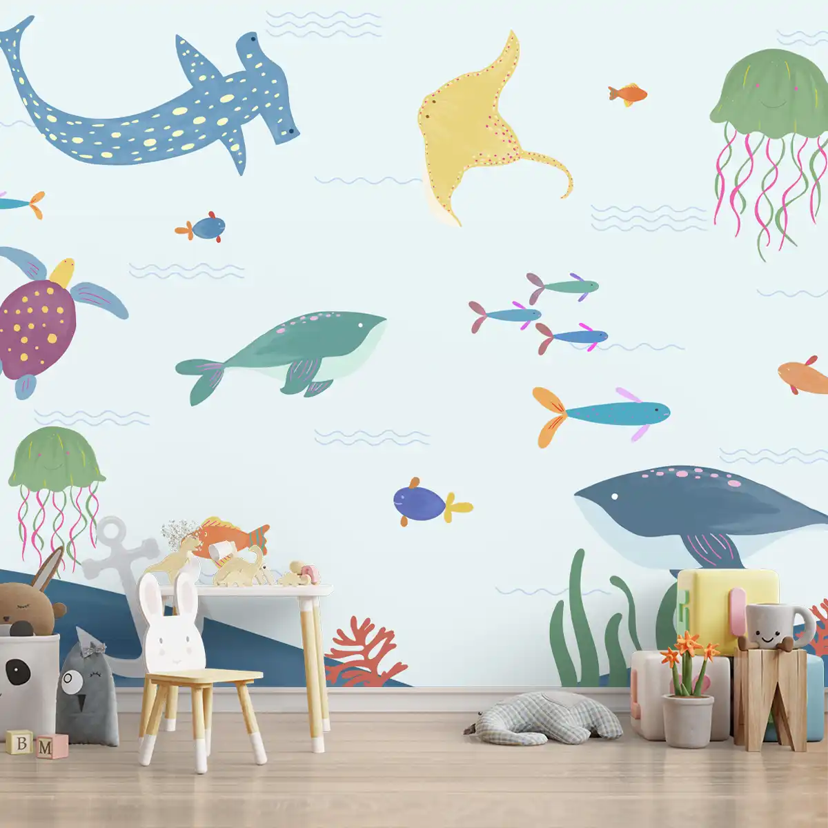 Ocean Wonders Kids Room Wallpaper Play area 