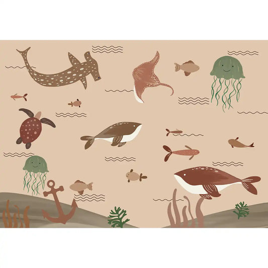 Ocean Wonders Kids Room Wallpaper Antique Brown Buy Now