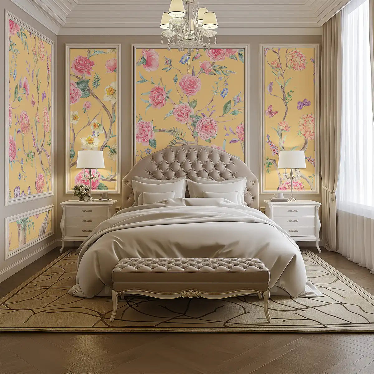 Oriental Yellow Chinoiserie Wallpaper for Walls | Life n Colors