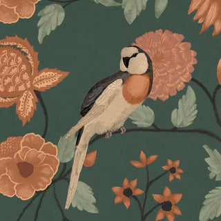 Birds & Floral Pattern Wallpaper Dark Green Buy Now