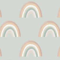 Shop Pastel Blue Rainbow Charm Repeat Pattern, Design for Kids Room By Lifencolors