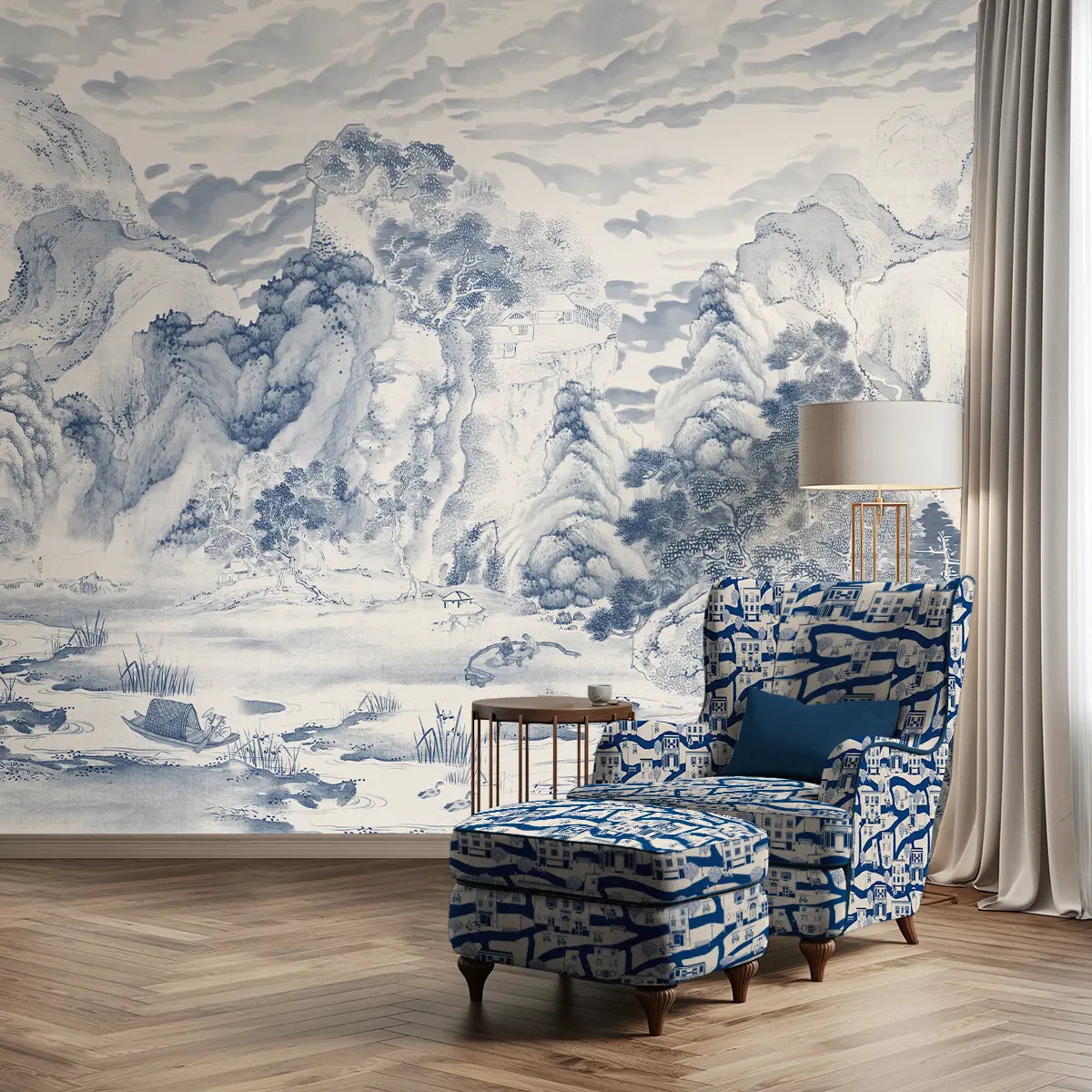 Peaks of Serenity, Wallpaper for Walls Blue