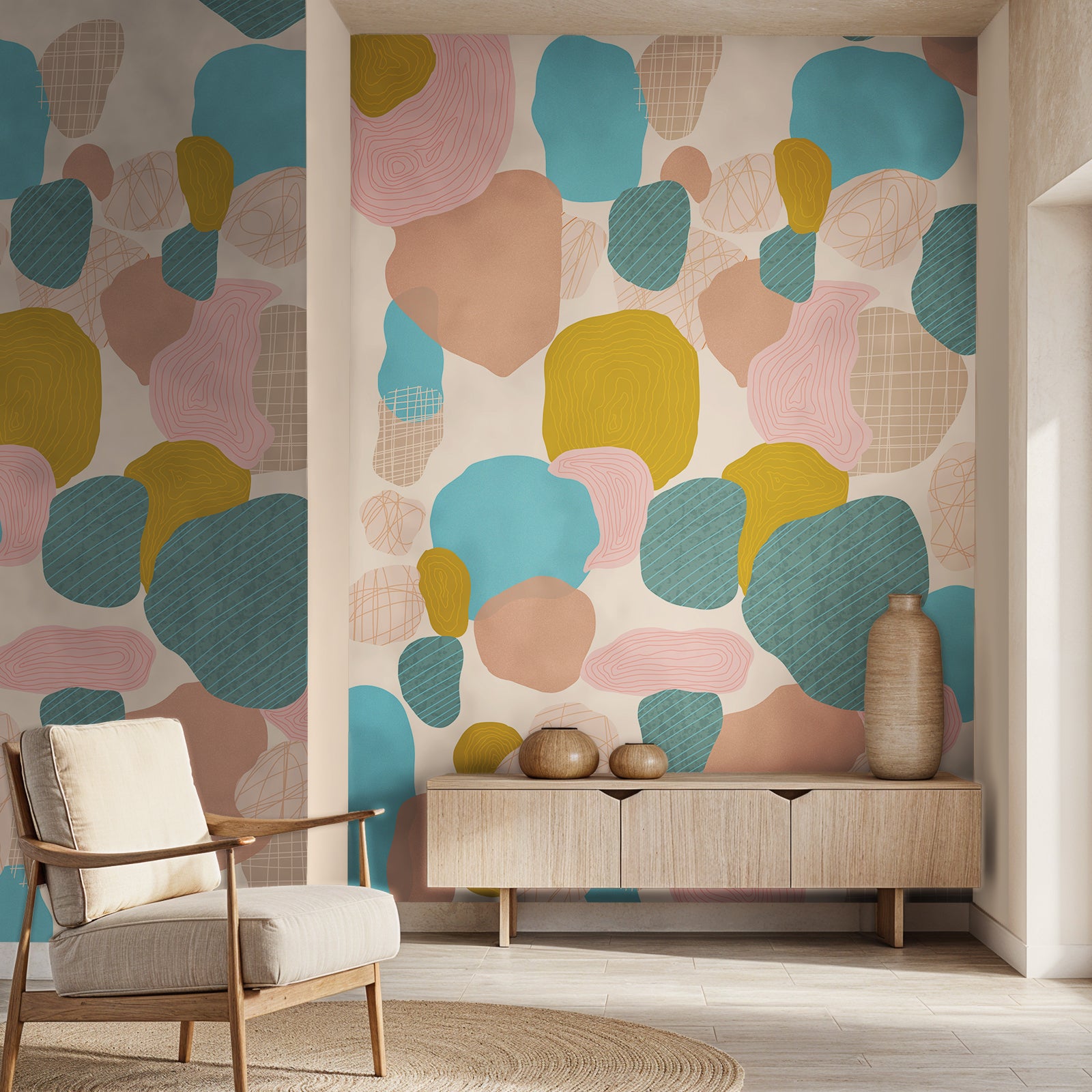 Pebble Mosaic Abstract Customised Wallpaper for Rooms