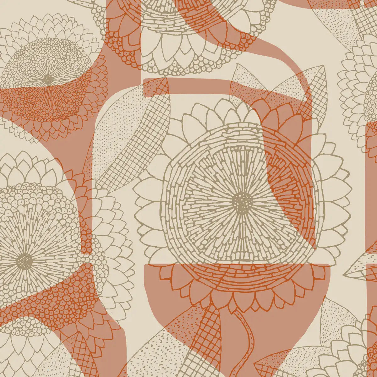 Shop Petal Mosaic Clay Red Abstract Customised Wallpaper for Rooms By Now 