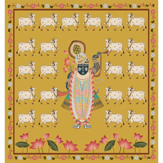 Shop Pichwai Shrinathji Pooja and Living Room Wallpaper With Cows By Lifencolors
