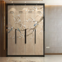 Plum Blossom Chinoiserie Style Cream Color Wallpaper for Rooms Wardrobe