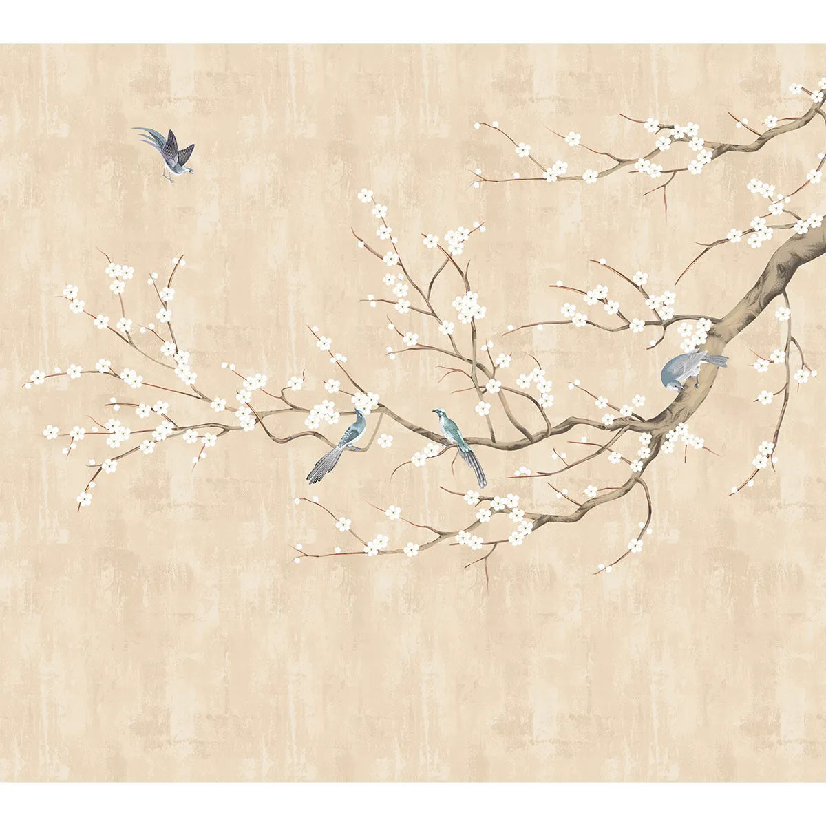 Plum Blossom Chinoiserie Style Cream Color Wallpaper for Rooms Buy Now