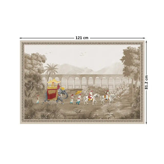 Rajasthani Rajah Vintage Wall Art Digital Print Poster in 121x81.2cm, capturing royal elegance with an intricate border and delicate traditional Indian artistry.
