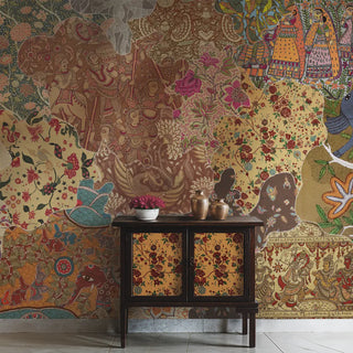 Rang Rali, Indian Wallpaper Inspired by Fabrics of India, view-livingroom
