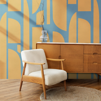 Rhythms Abstract Theme Modern Room Wallpaper, Blue & Yellow