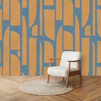 Rhythms Abstract Theme Modern Room Wallpaper, Blue & Yellow Buy Online