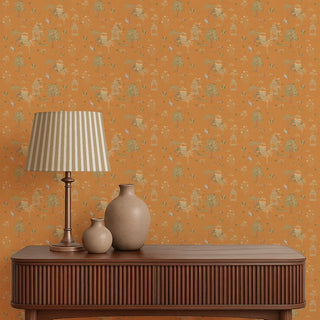 Sair Indian Wallpaper Roll in Orange Color