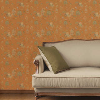 Sair Indian Wallpaper Roll in Orange Color Living room
