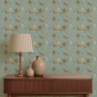 Sair Indian Wallpaper Roll in Teal Color