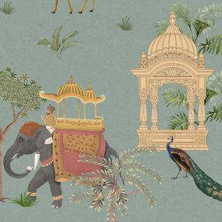 Sair Indian Wallpaper Roll in Teal Color Buy Now