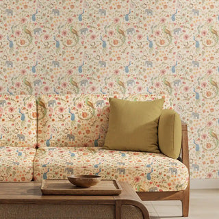 Sanjhi Indian Wallpaper Roll in Cream Color Living Room