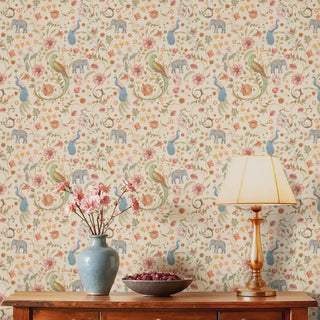 Sanjhi Indian Wallpaper Roll in Cream Color