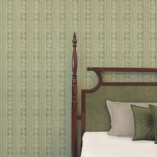 Sarangi Indian Block Print Wallpaper Roll in Green Color Bedroom