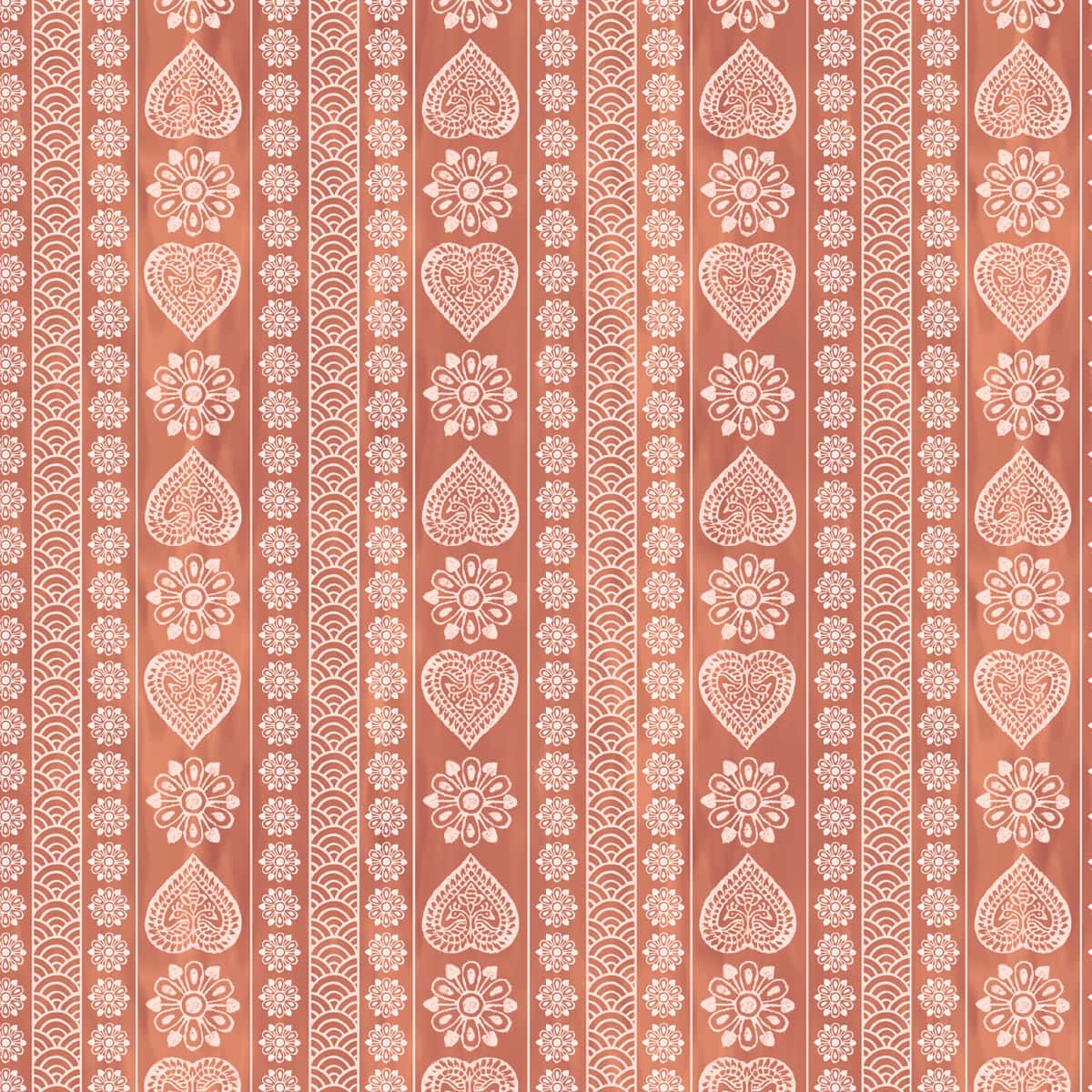 Sarangi Rajasthani Block Print Design Wallpaper Rust