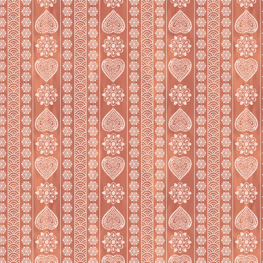 Sarangi Rajasthani Block Print Design Wallpaper Rust