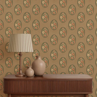Saundarya Indian Wallpaper In Indian Brown Color Living Area