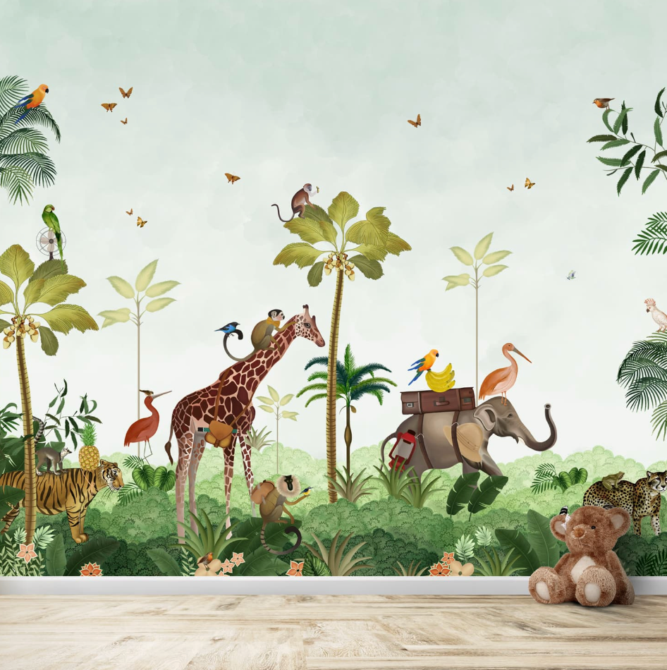 Cute Animal Safari Wallpaper for Kids