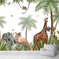 Green Customised Jungle Theme Wallpaper For Kids Room