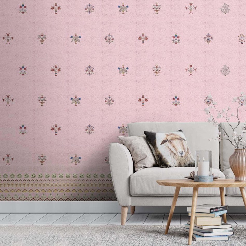 Buy Pink Indian Motif Wallpaper for Bedrooms