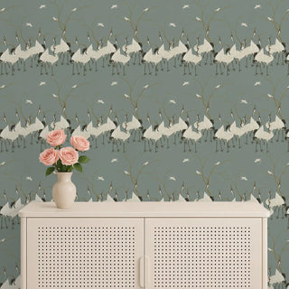 Sedge Oriental Wallpaper Roll in Light Blue Color