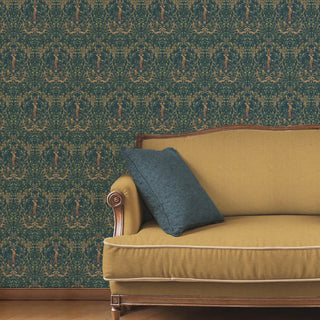 Shakh European Baroque Design Wallpaper Roll in Green