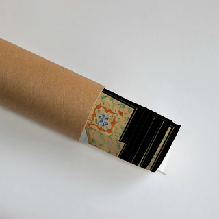 Rolled Shri Ram Parivar Indian Painting Digital Print Poster showing elegant floral borders, ready for framing or gifting as devotional wall art.