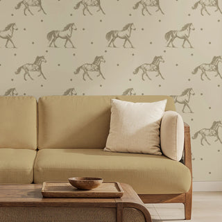Stallion European Wallpaper Roll in Sepia Color Living Room